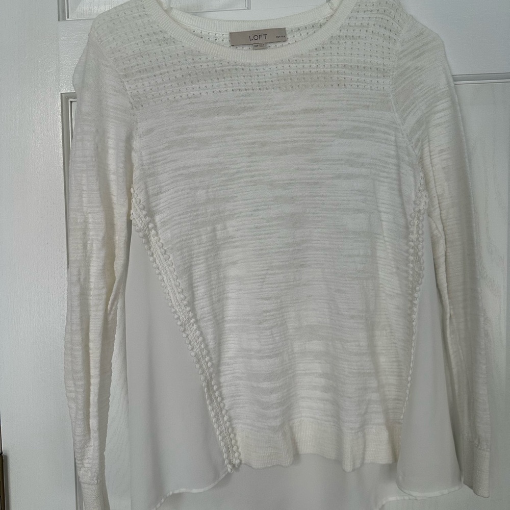 LOFT Cream Knit Sweater